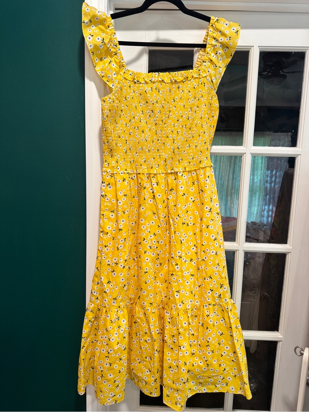 KATE SPADE SMOCKED FLORAL MIDI DRESS